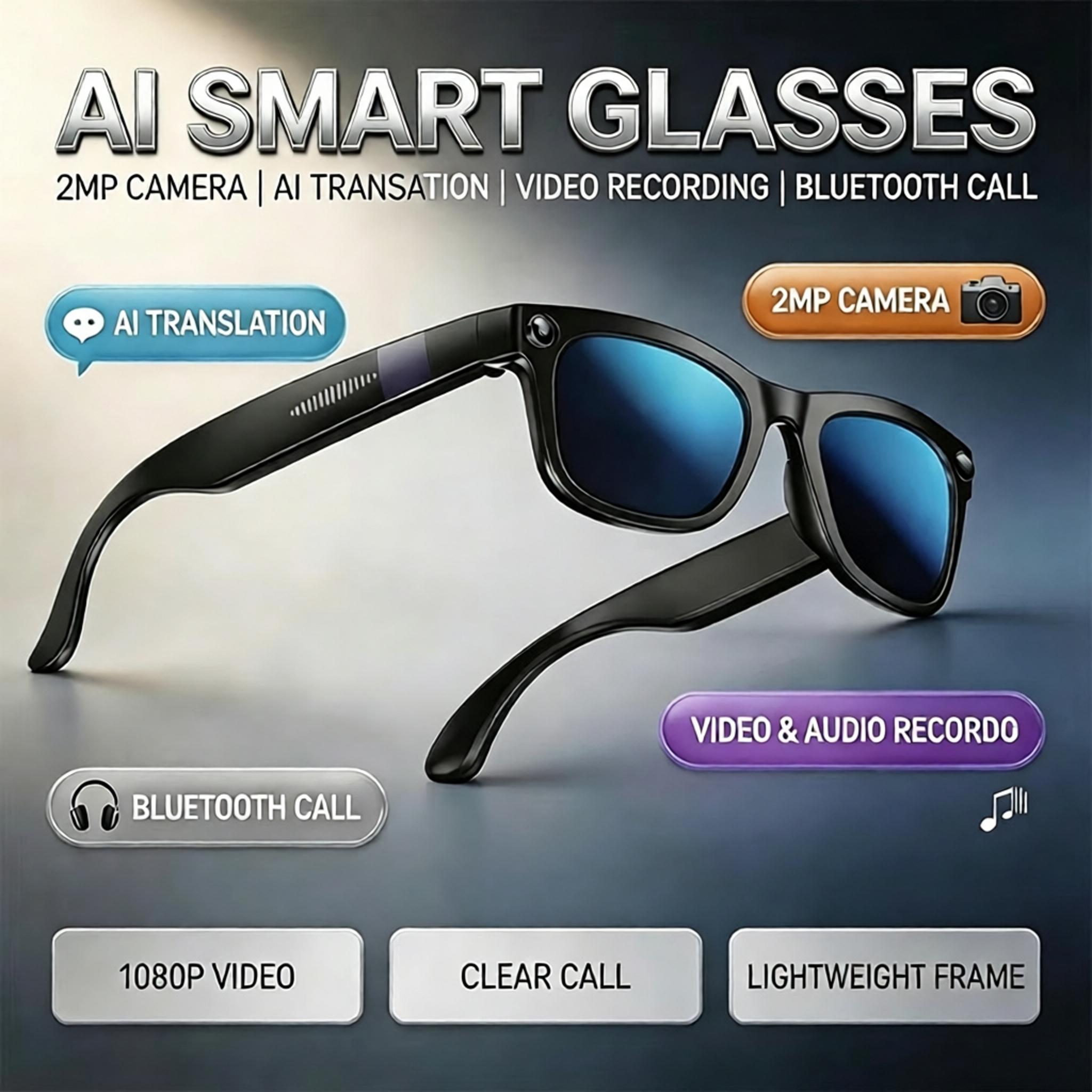 New AI Bluetooth Smart Glasses - Audio Music Videos ulasan dan harga