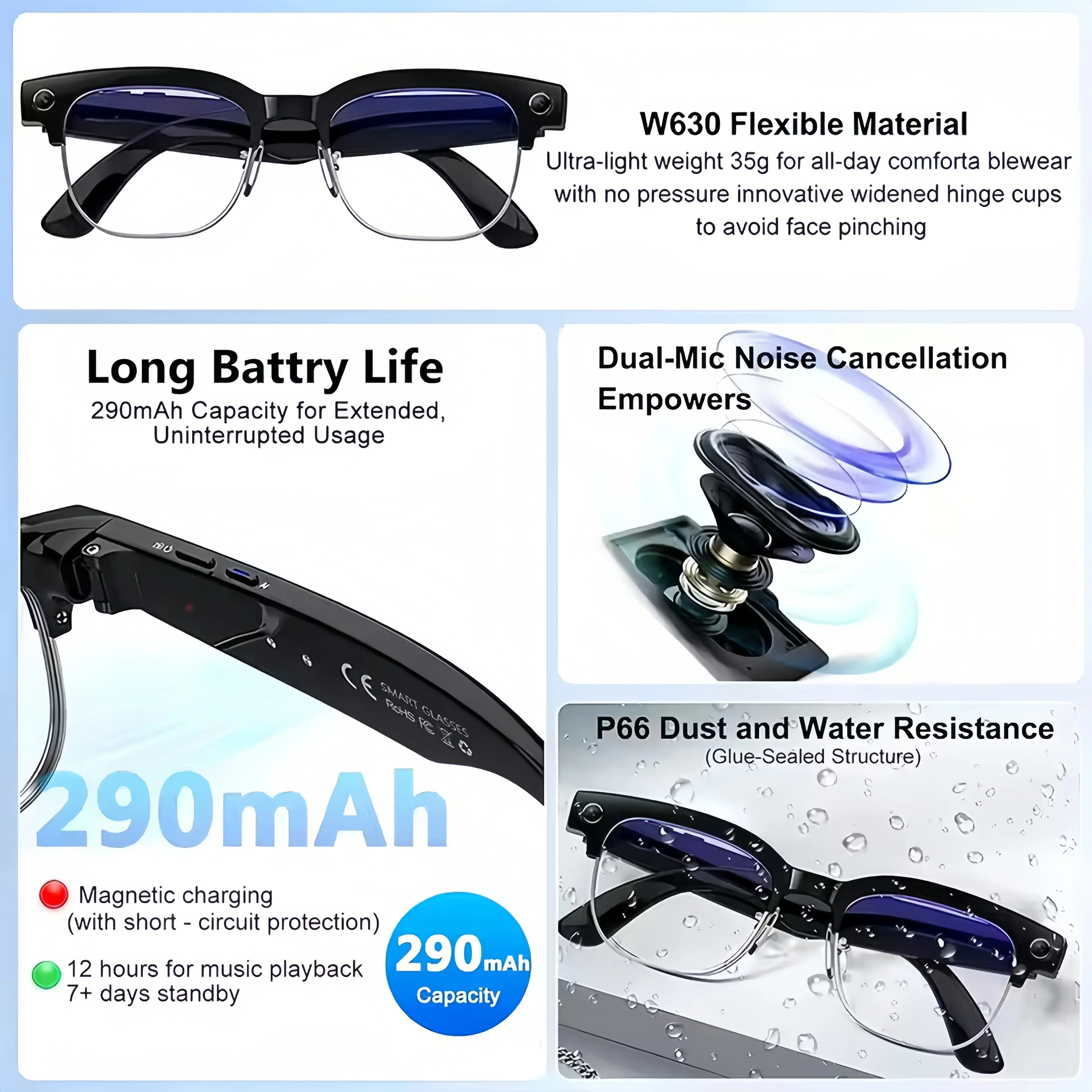 AI Smart Translation Glasses w - Audio Music Videos ulasan dan harga