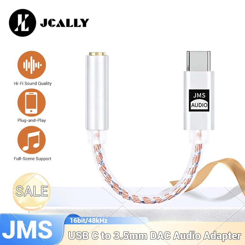 JCALLY JMS USB C to 3.5mm DAC  - Audio Music Converter To Mp3 ulasan dan harga
