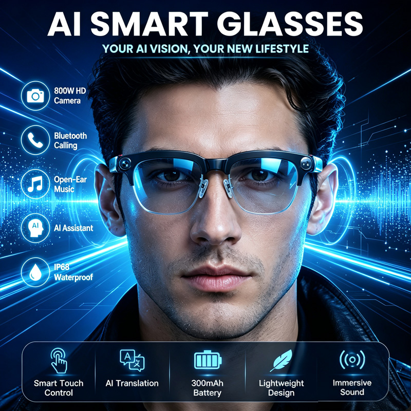 W630 Smart Glasses 800W HD Cam - Audio Music Videos ulasan dan harga