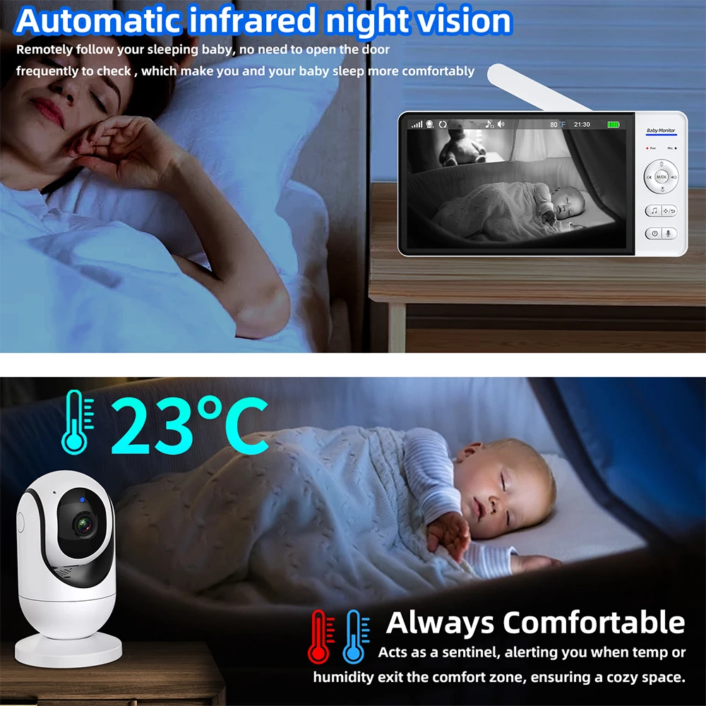 7 Inch Video Baby Monitor Nigh - Audio Music Videos ulasan dan harga