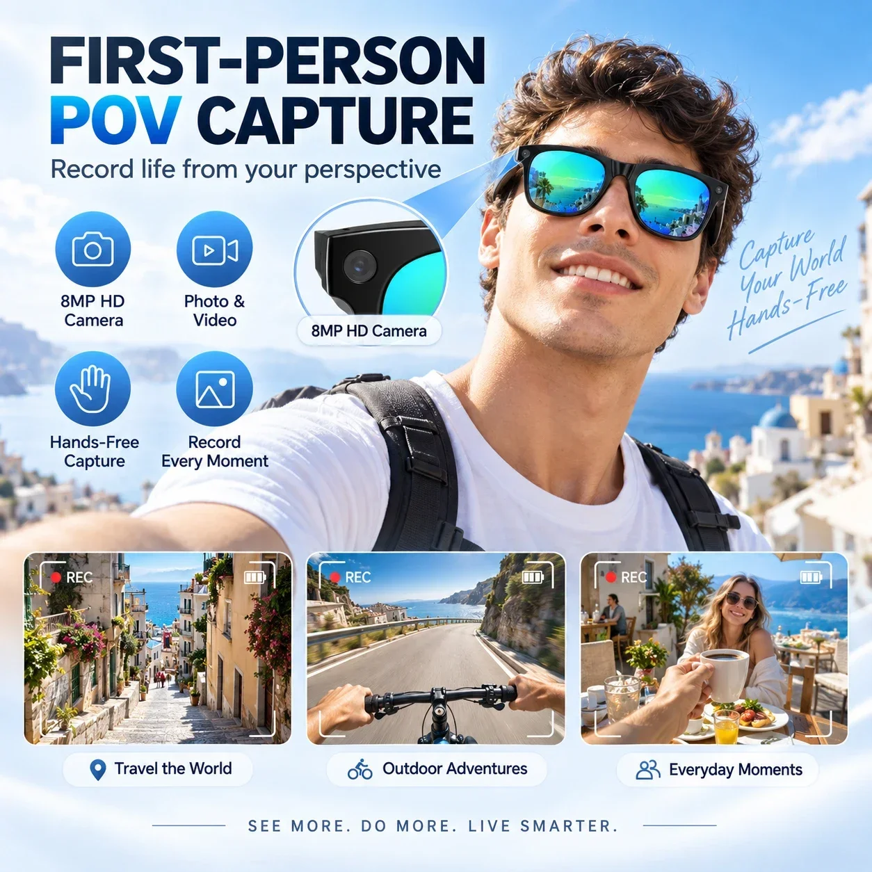 800W HD Smart Glasses Camera M - Audio Music Free Online ulasan dan harga